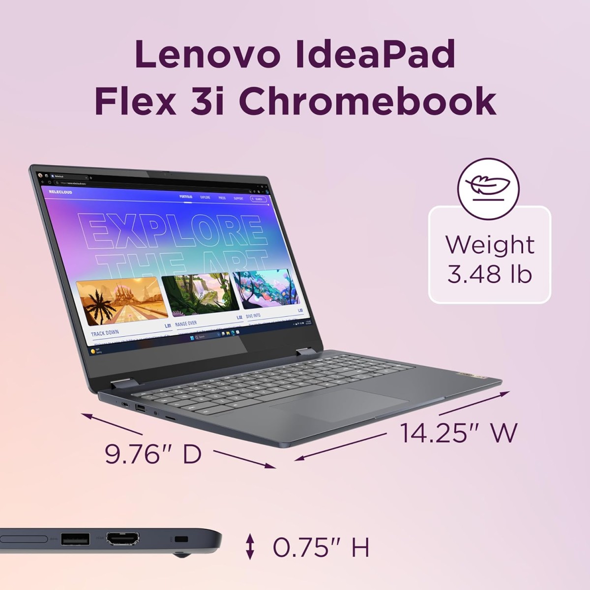 Lenovo IdeaPad Flex 3i Chromebook Laptop, Intel® UHD Graphics, 15.6†FHD Display, Intel Pentium N6000, 8GB RAM, 128GB SSD, 1920x1080 px, Touchscreen, Chrome OS, Abyss Blue